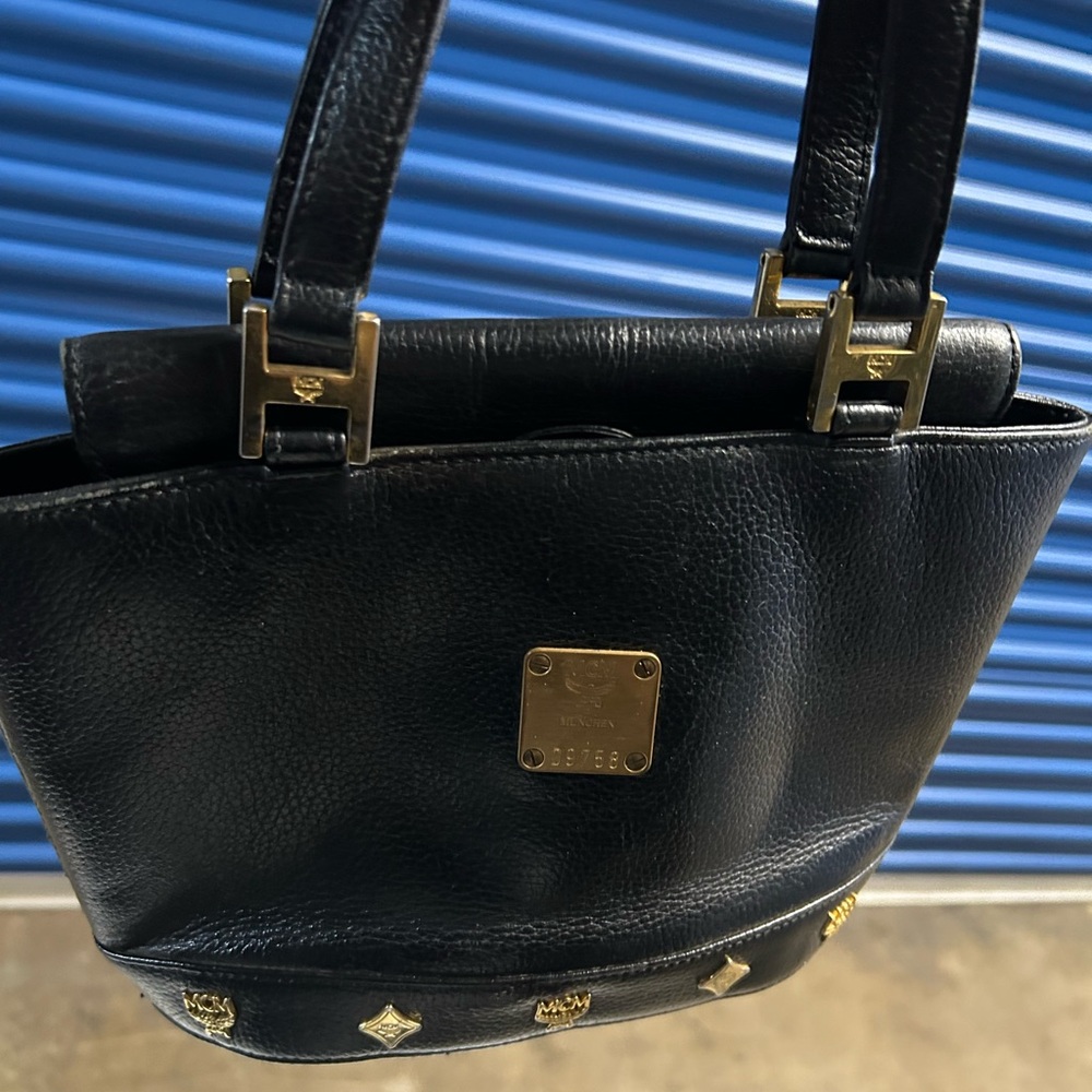 MCM Vintage Black handbag with Gold Accents
